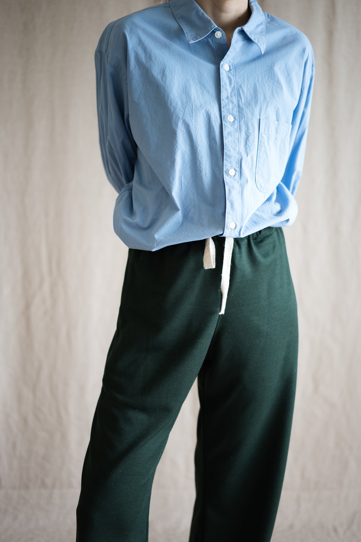 Milled Wool Pants/Moss Green