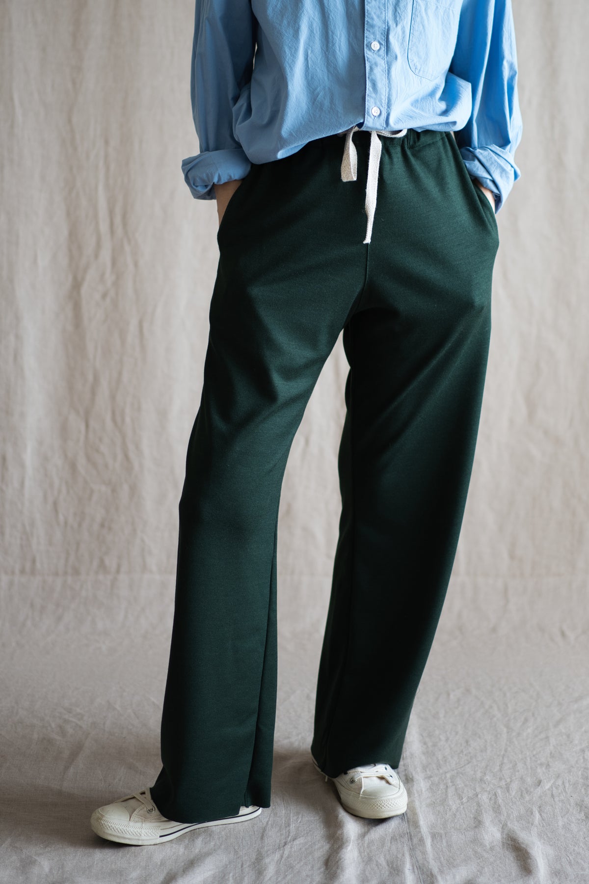 Milled Wool Pants/Moss Green