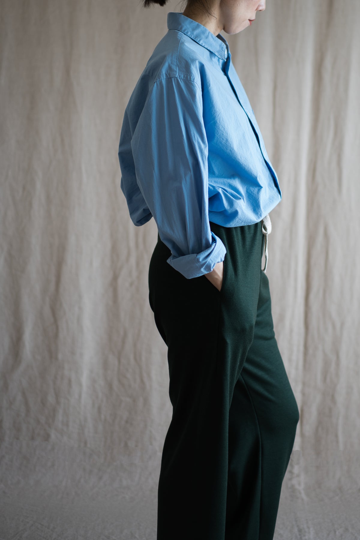 Milled Wool Pants/Moss Green