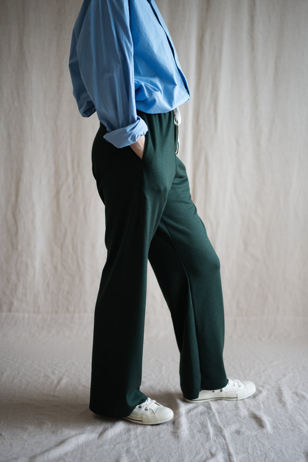 Milled Wool Pants/Moss Green