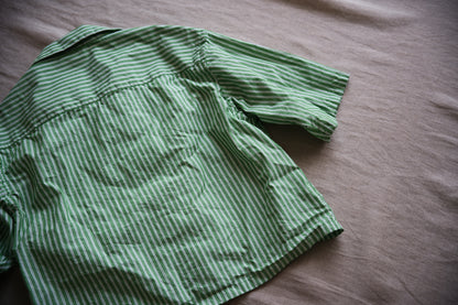 GIZA/SUPIMA開襟シャツ / GIZA/SUPIMA Open-collared Shirt / Green Stripe