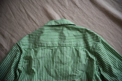 GIZA/SUPIMA開襟シャツ / GIZA/SUPIMA Open-collared Shirt / Green Stripe