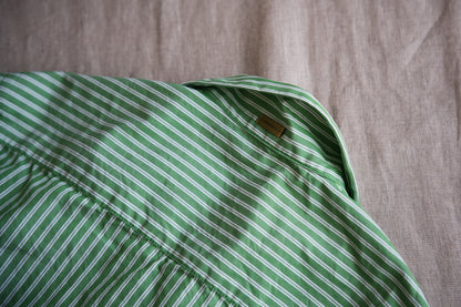 GIZA/SUPIMA開襟シャツ / GIZA/SUPIMA Open-collared Shirt / Green Stripe