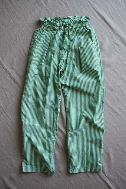 GIZA/SUPIMAワンタックイージーパンツ / GIZA/SUPIMA One-Tuck Pants / Green Stripe