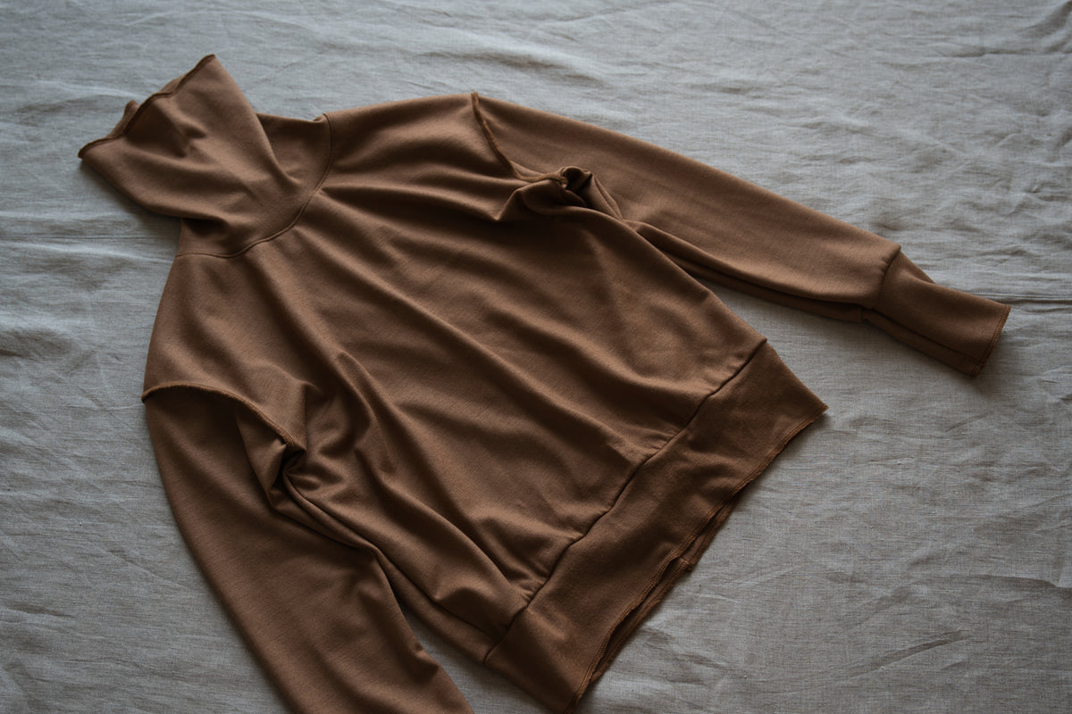 Milled Wool Out-seam Turtleneck/Beige