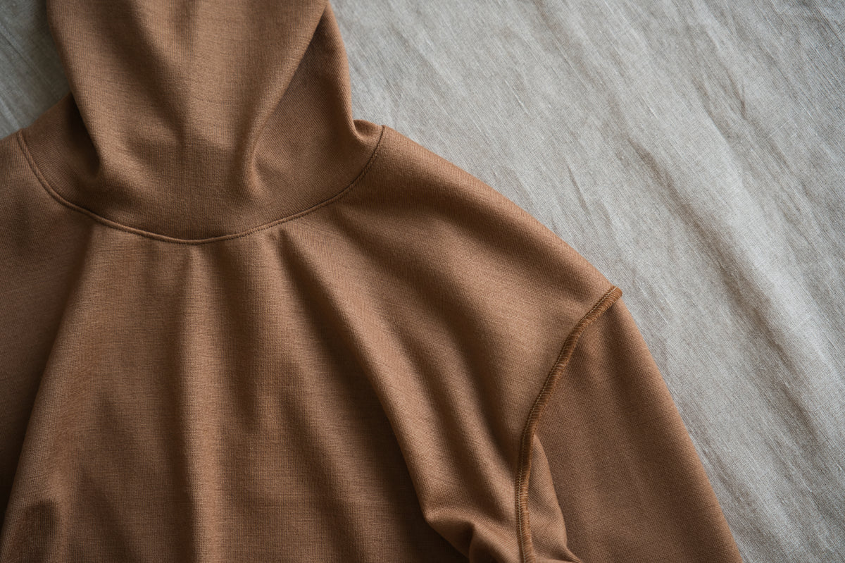 Milled Wool Out-seam Turtleneck/Beige