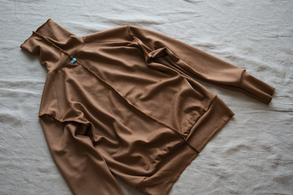 Milled Wool Out-seam Turtleneck/Beige