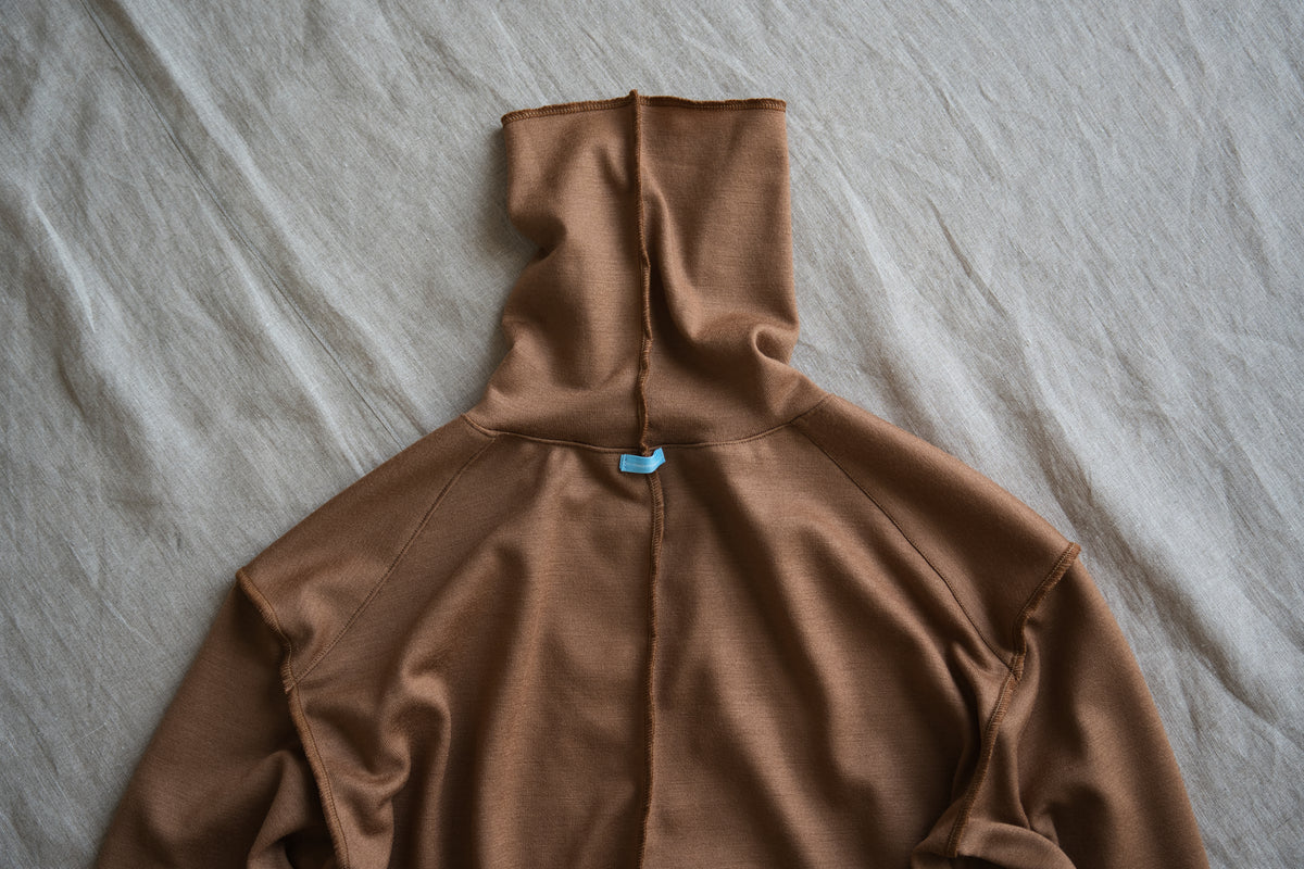Milled Wool Out-seam Turtleneck/Beige