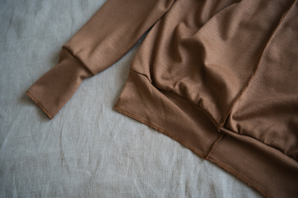 Milled Wool Out-seam Turtleneck/Beige