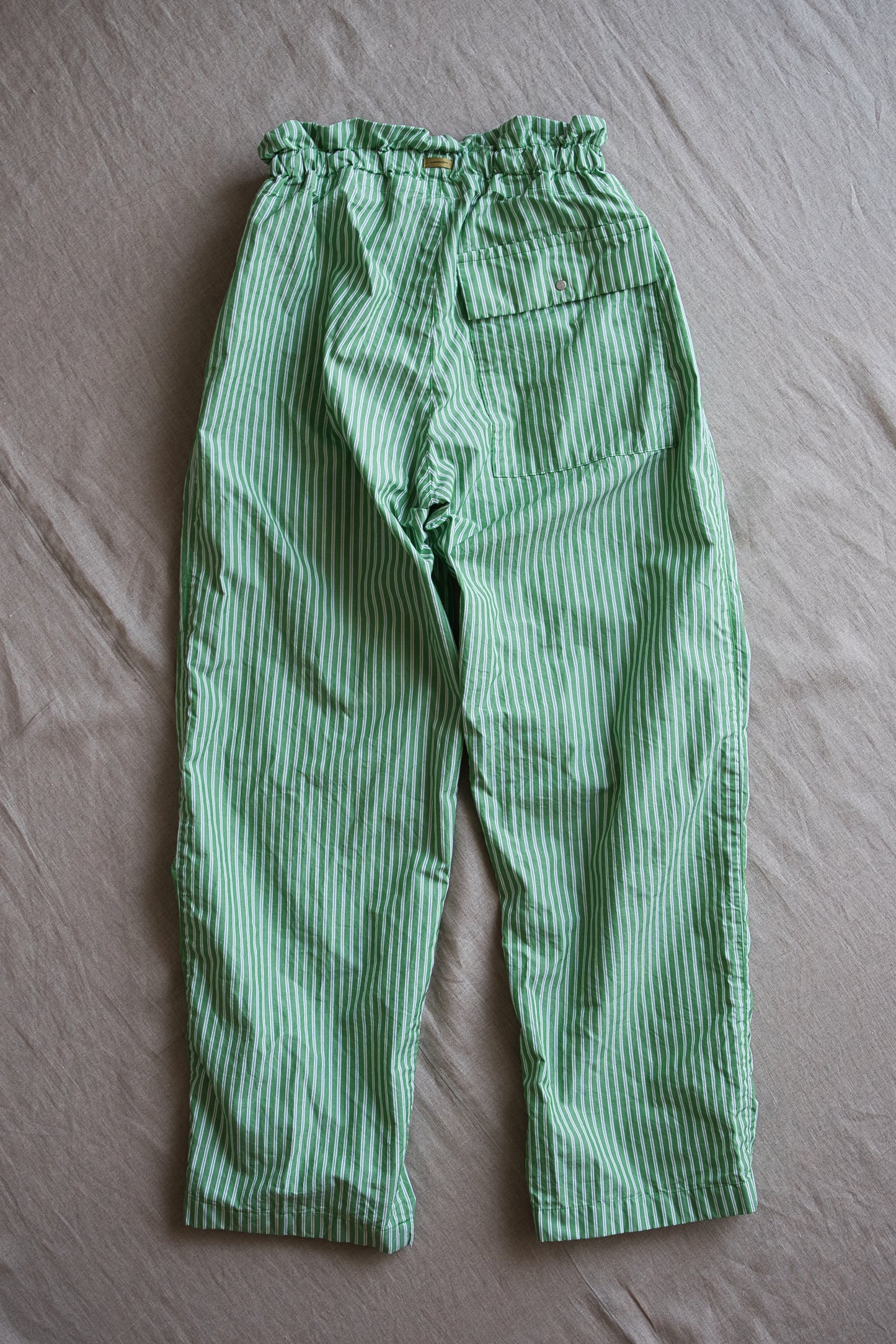 GIZA/SUPIMAワンタックイージーパンツ / GIZA/SUPIMA One-Tuck Pants / Green Stripe