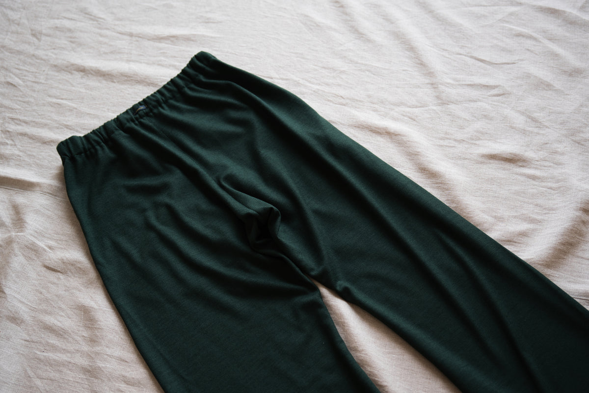 Milled Wool Pants/Moss Green