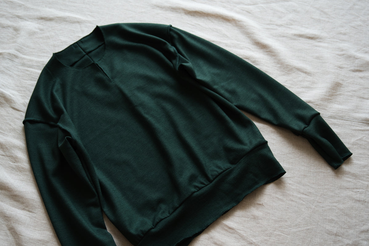 Milled Wool Out-seam TOP/Moss Green