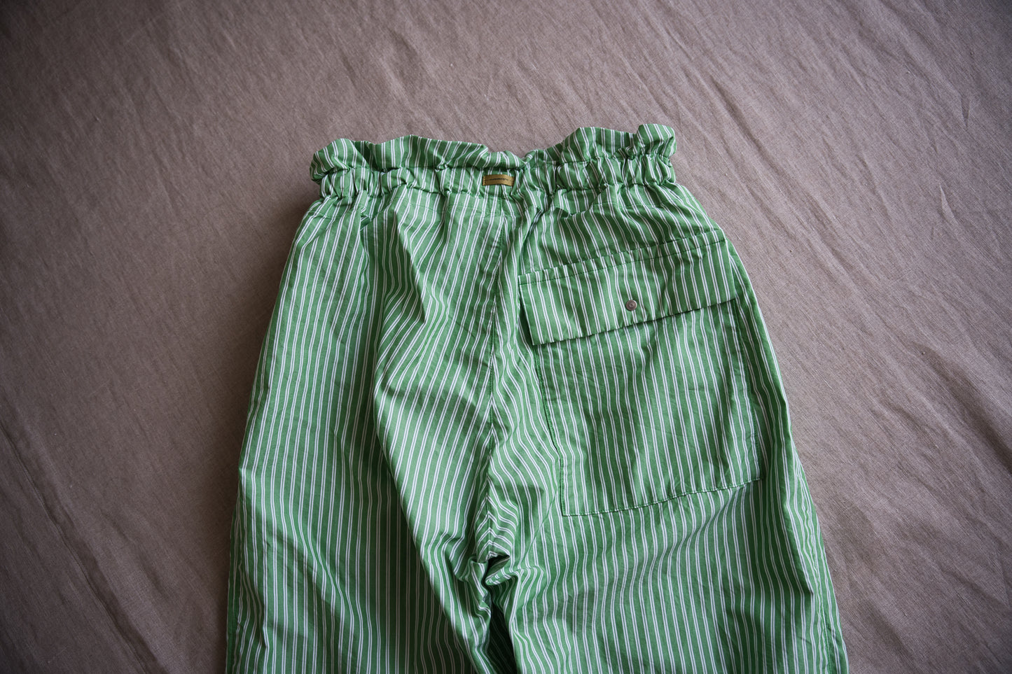 GIZA/SUPIMAワンタックイージーパンツ / GIZA/SUPIMA One-Tuck Pants / Green Stripe
