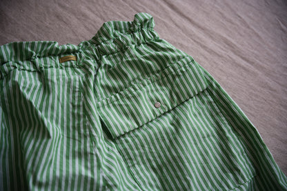 GIZA/SUPIMAワンタックイージーパンツ / GIZA/SUPIMA One-Tuck Pants / Green Stripe
