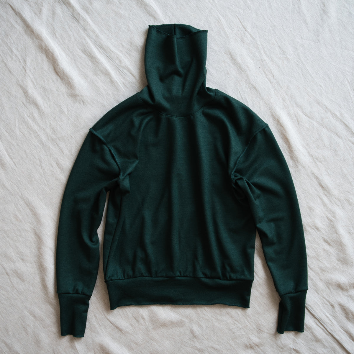 Milled Wool Out-seam Turtleneck/Moss Green