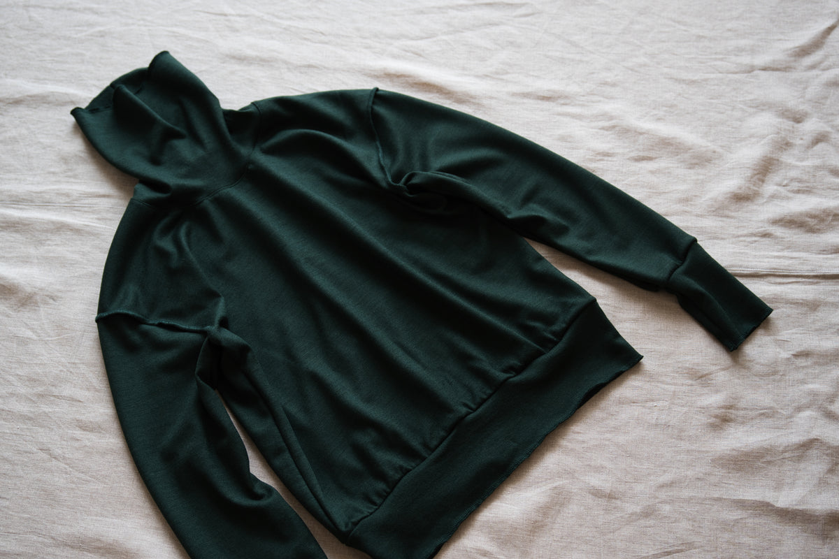 Milled Wool Out-seam Turtleneck/Moss Green