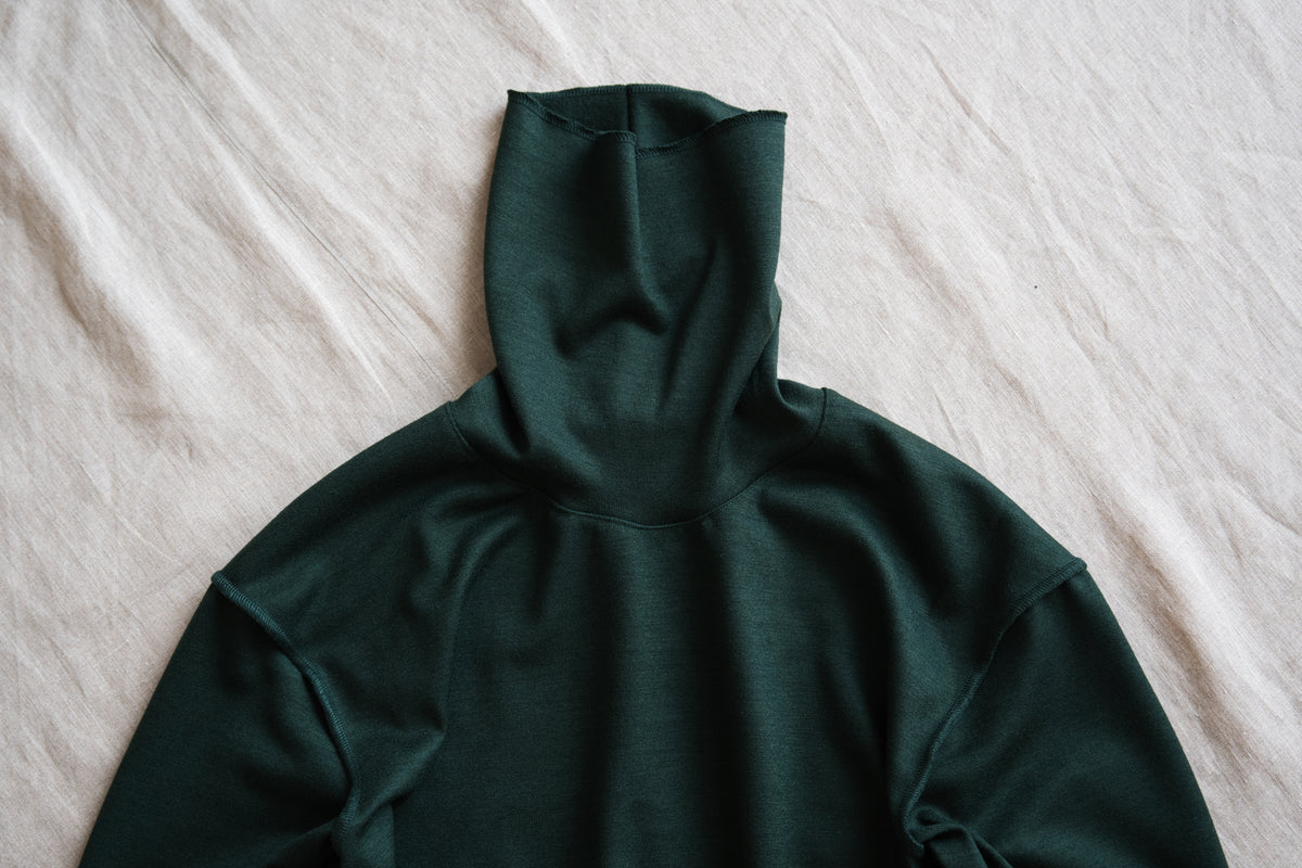 Milled Wool Out-seam Turtleneck/Moss Green