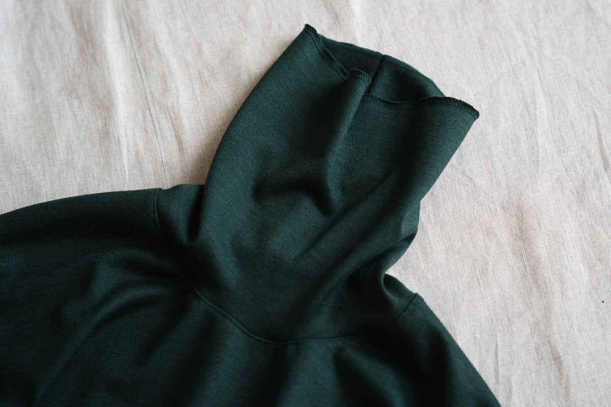 Milled Wool Out-seam Turtleneck/Moss Green