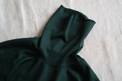 Milled Wool Out-seam Turtleneck/Moss Green