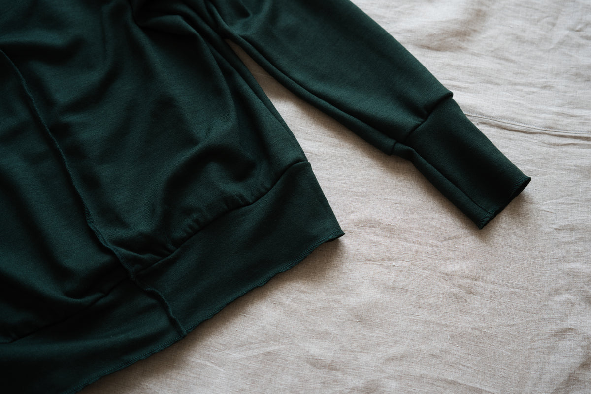 Milled Wool Out-seam Turtleneck/Moss Green