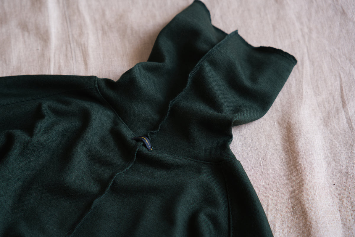 Milled Wool Out-seam Turtleneck/Moss Green