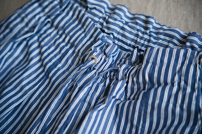 GIZA/SUPIMAワンタックイージーパンツ / GIZA/SUPIMA One-Tuck Pants / Blue Stripe