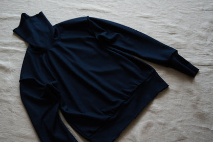 Milled Wool Out-seam Turtleneck/Night Navy