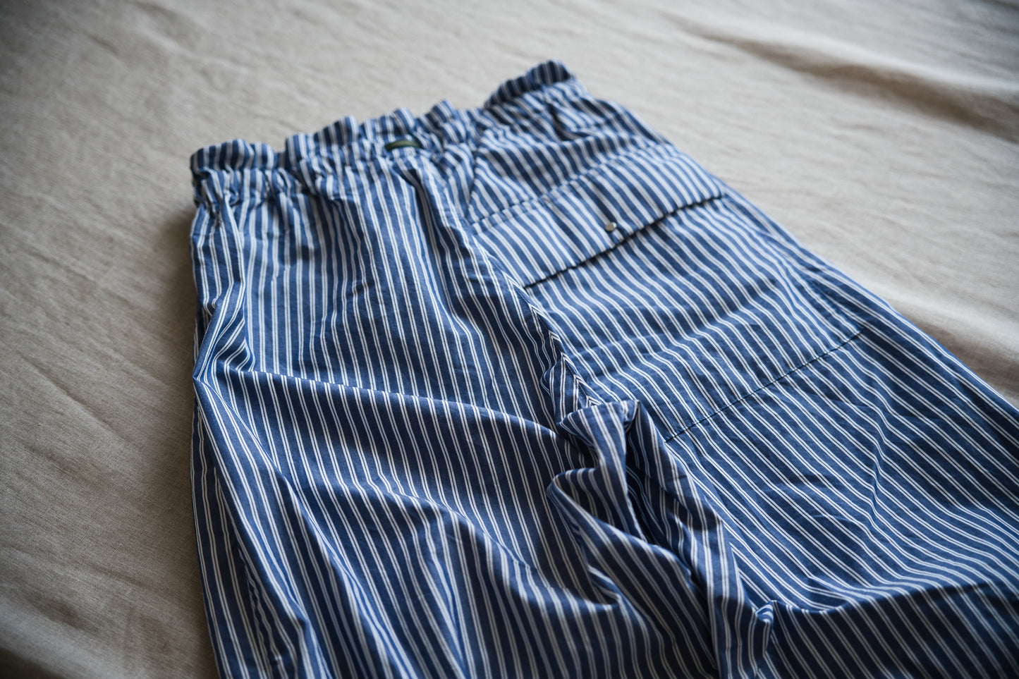 GIZA/SUPIMAワンタックイージーパンツ / GIZA/SUPIMA One-Tuck Pants / Blue Stripe