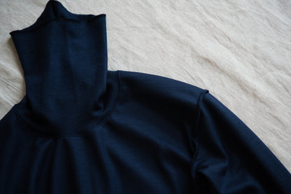 Milled Wool Out-seam Turtleneck/Night Navy