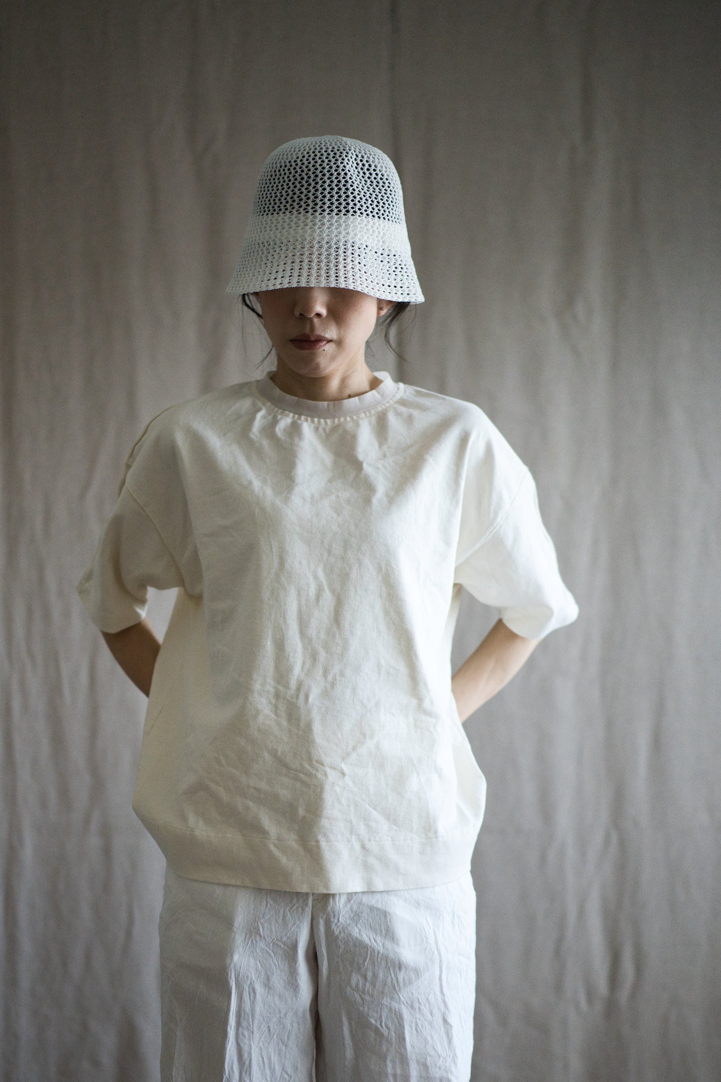 ハードリンガーカットソー/Tight tension ringer cut and sewn/Chalk white/white