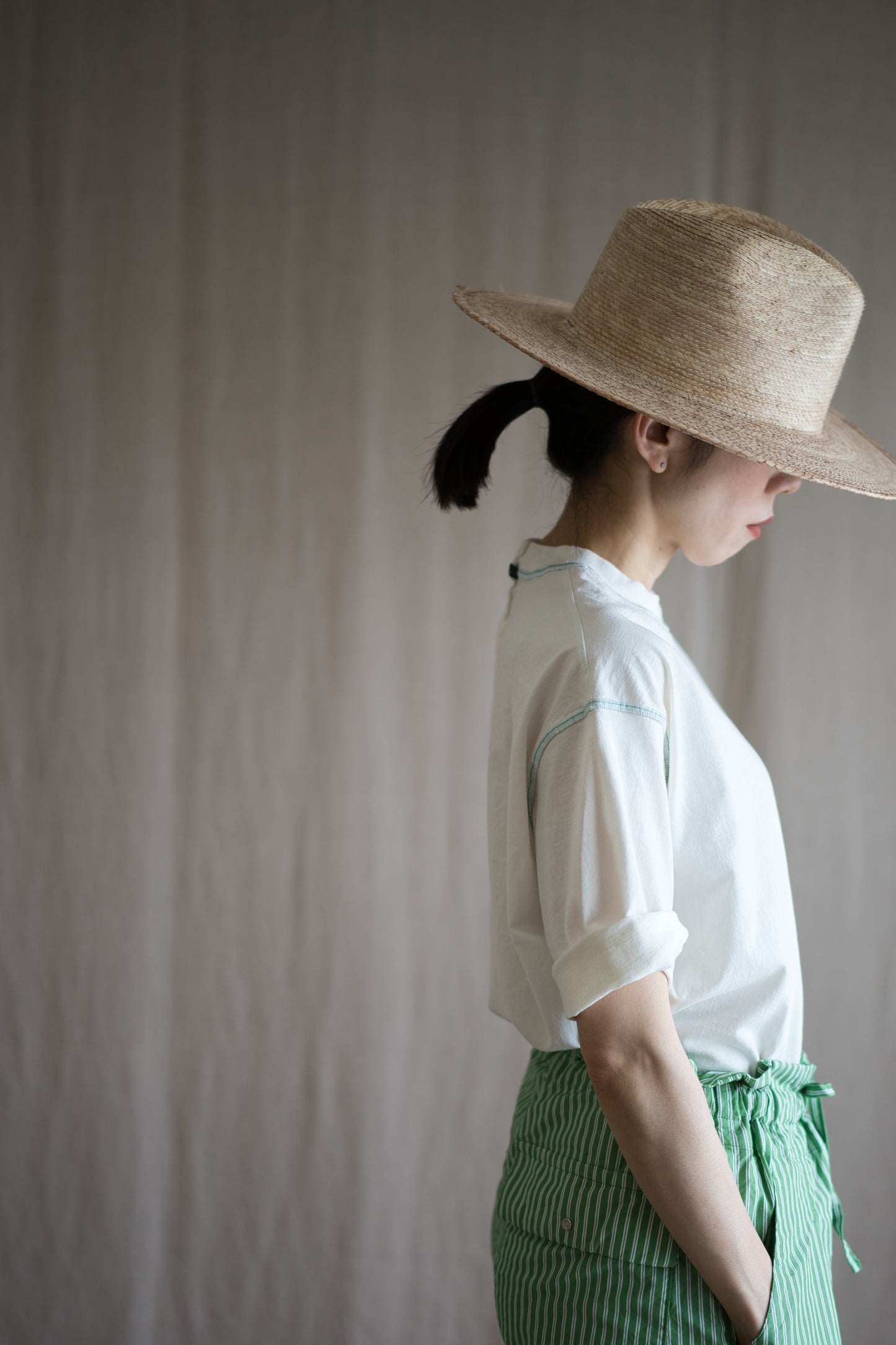 オーガニックコットンリムTシャツ / Organic Cotton Rim T-shirt / Off-white