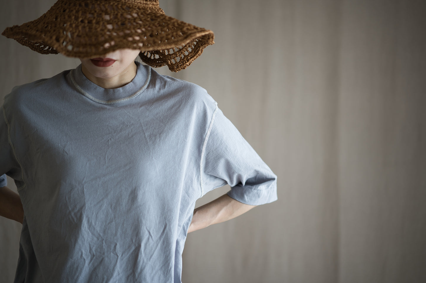 オーガニックコットンリムTシャツ / Organic Cotton Rim T-shirt / Ash Gray