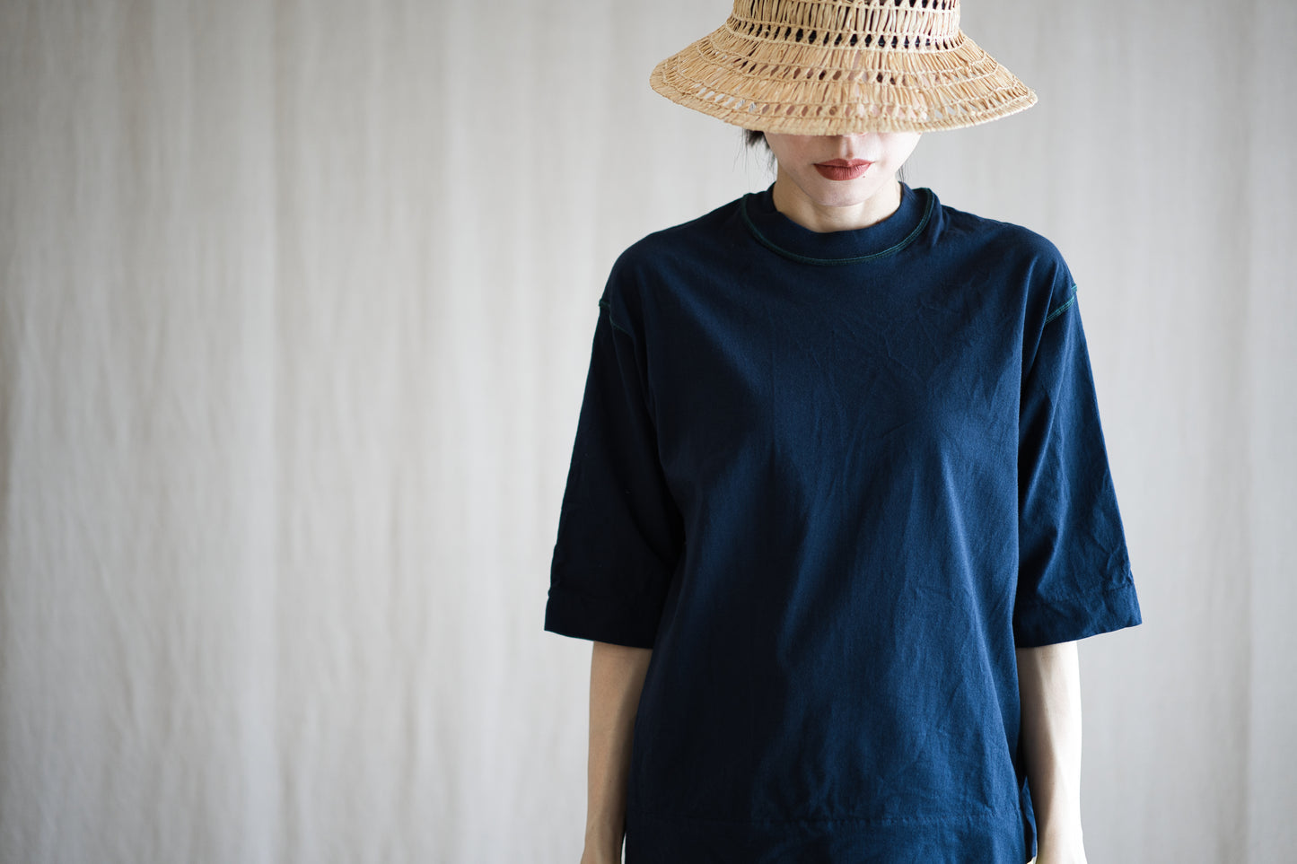 オーガニックコットンリムTシャツ / Organic Cotton Rim T-shirt / Night Navy