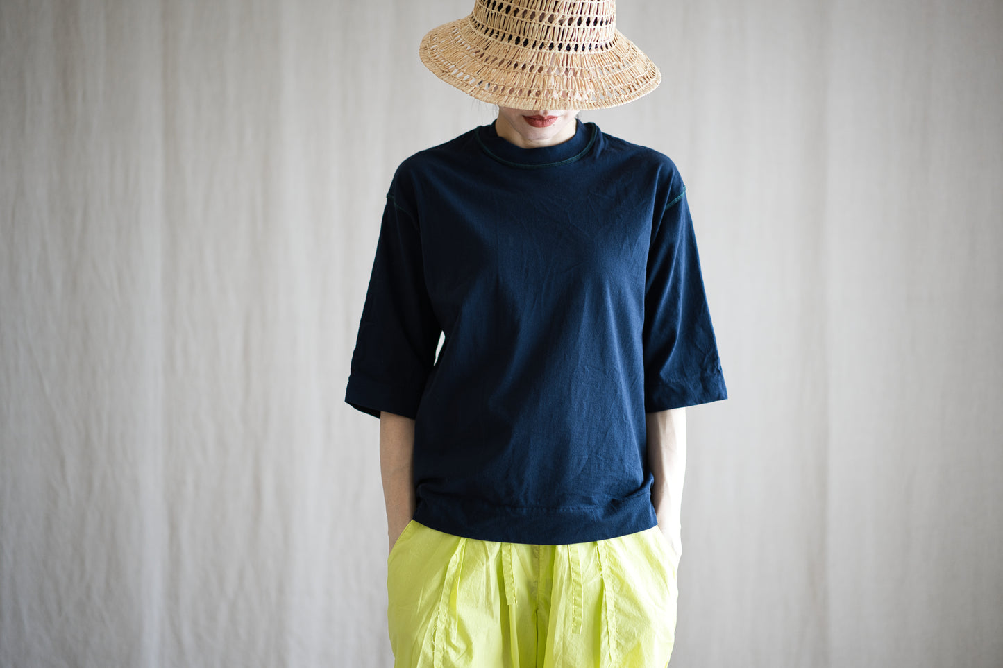 オーガニックコットンリムTシャツ / Organic Cotton Rim T-shirt / Night Navy