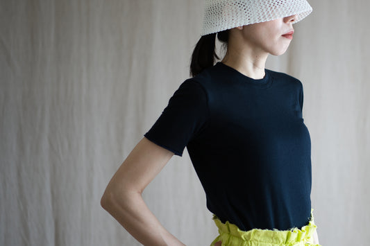 カシミアシルク テンセルTシャツ / Cashmere Silk Tencel T-shirt / Midnight Navy