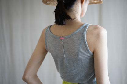 カシミアシルク テンセルタンクトップ / Cashmere Silk Tencel Tank-Top / Light Gray