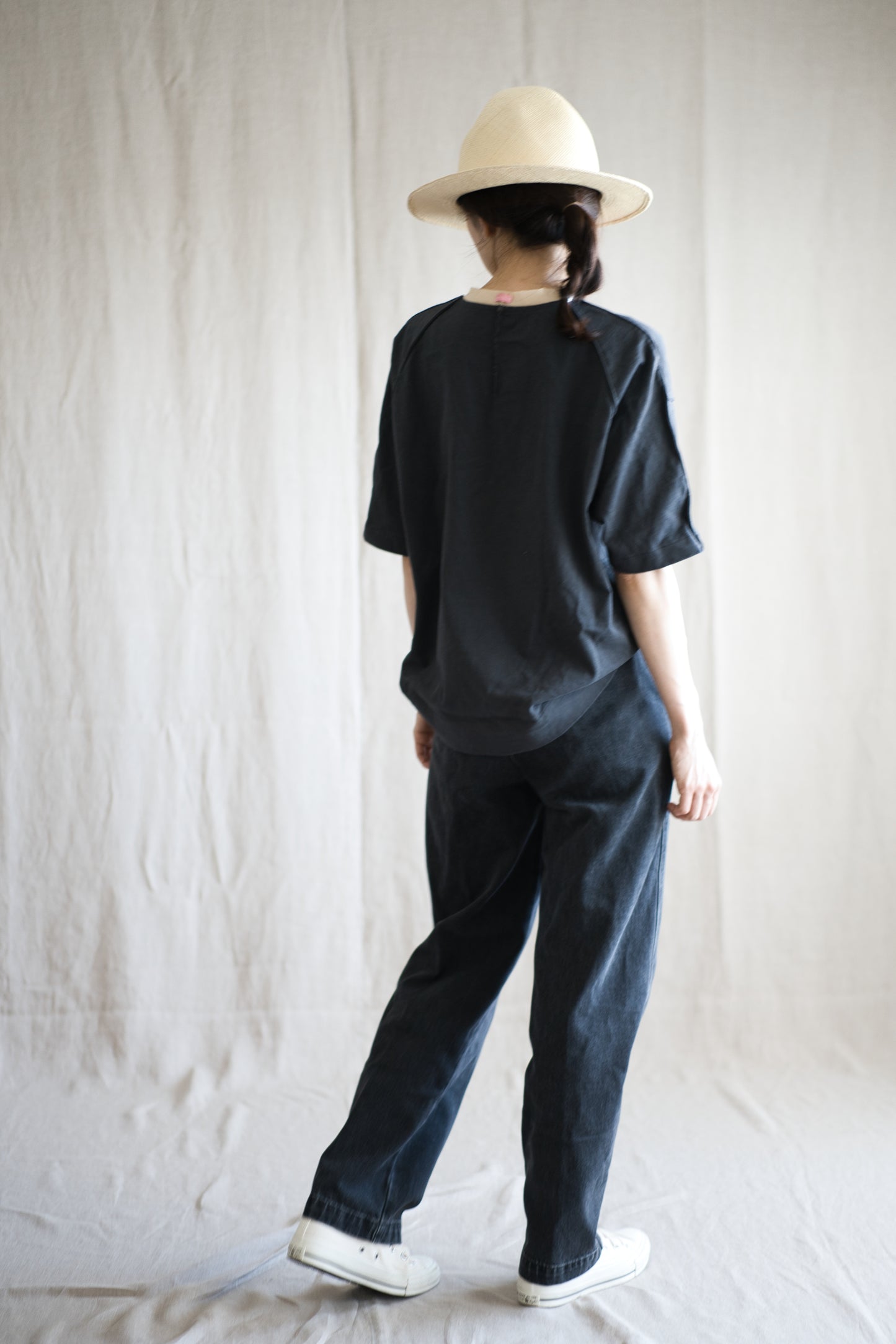 ハードリンガーカットソー/Tight tension ringer cut and sewn/Inkblack/beige