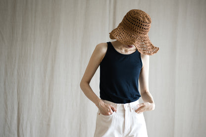 カシミアシルク テンセルタンクトップ / Cashmere Silk Tencel Tank-Top / Midnight Navy
