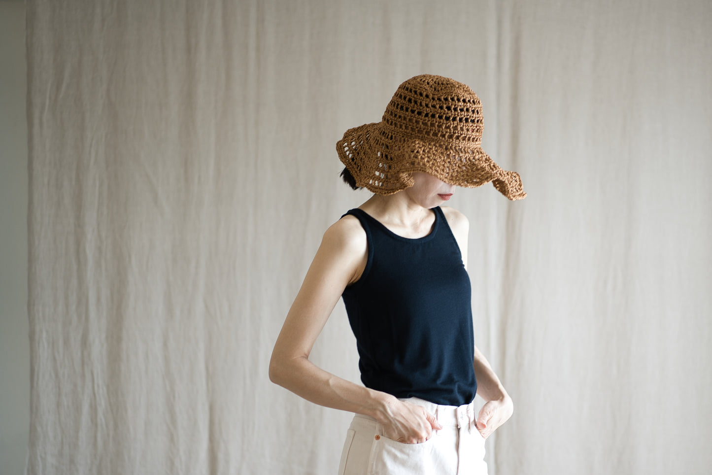 カシミアシルク テンセルタンクトップ / Cashmere Silk Tencel Tank-Top / Midnight Navy