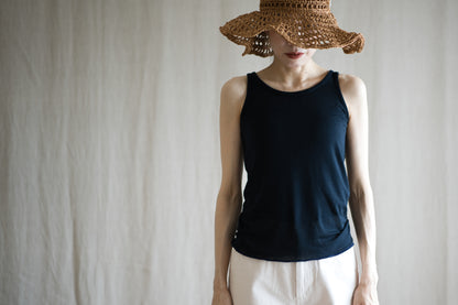 カシミアシルク テンセルタンクトップ / Cashmere Silk Tencel Tank-Top / Midnight Navy
