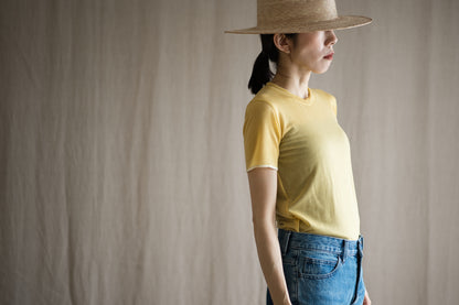 カシミアシルク テンセルTシャツ / Cashmere Silk Tencel T-shirt / Gold Yellow