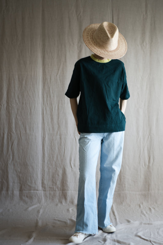 ハードリンガーカットソー/Tight tension ringer cut and sewn/Forestgreen/yellow