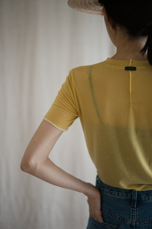 カシミアシルク テンセルTシャツ / Cashmere Silk Tencel T-shirt / Gold Yellow