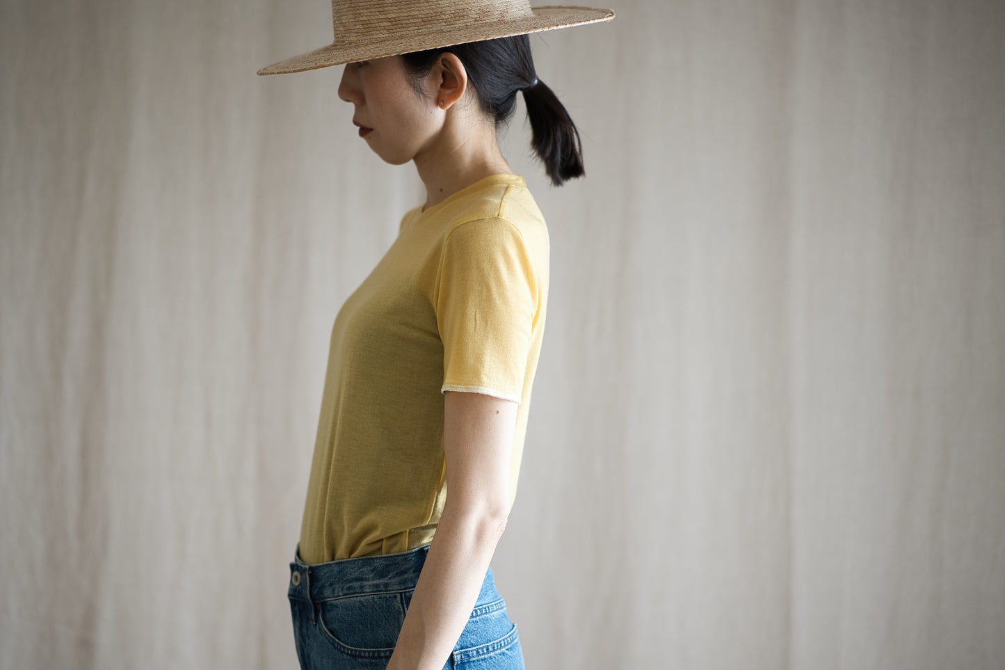 カシミアシルク テンセルTシャツ / Cashmere Silk Tencel T-shirt / Gold Yellow