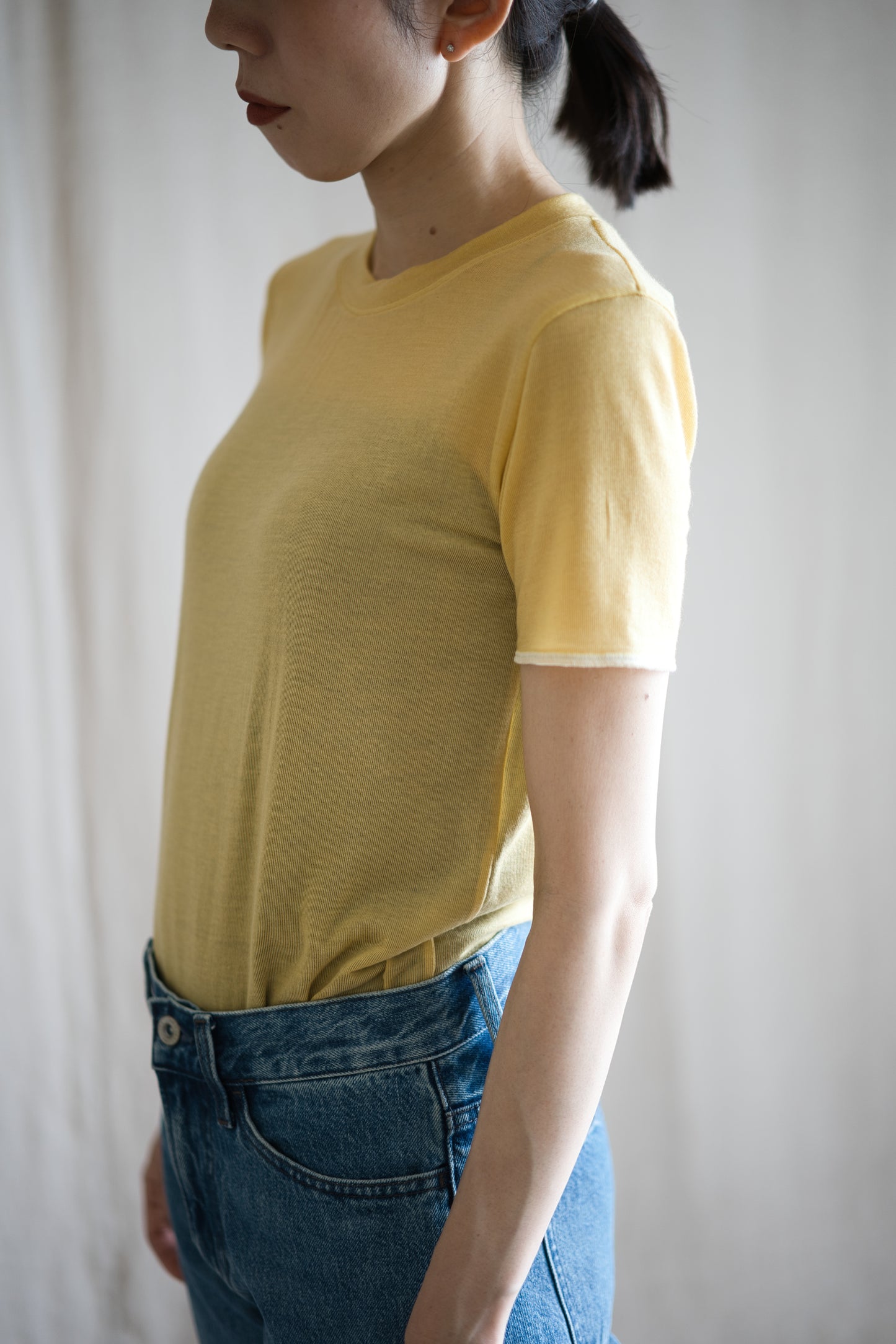 カシミアシルク テンセルTシャツ / Cashmere Silk Tencel T-shirt / Gold Yellow