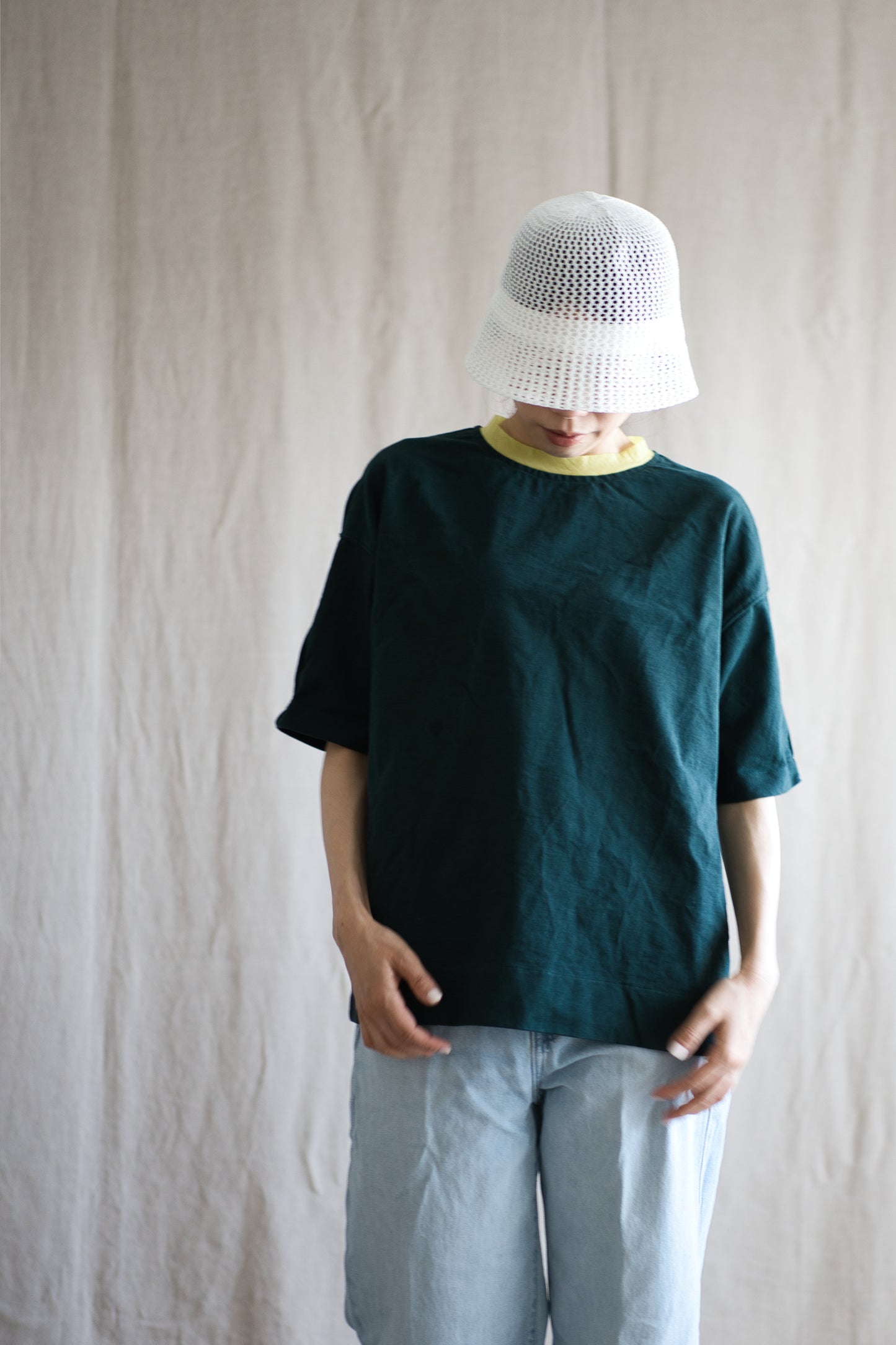 ハードリンガーカットソー/Tight tension ringer cut and sewn/Forestgreen/yellow