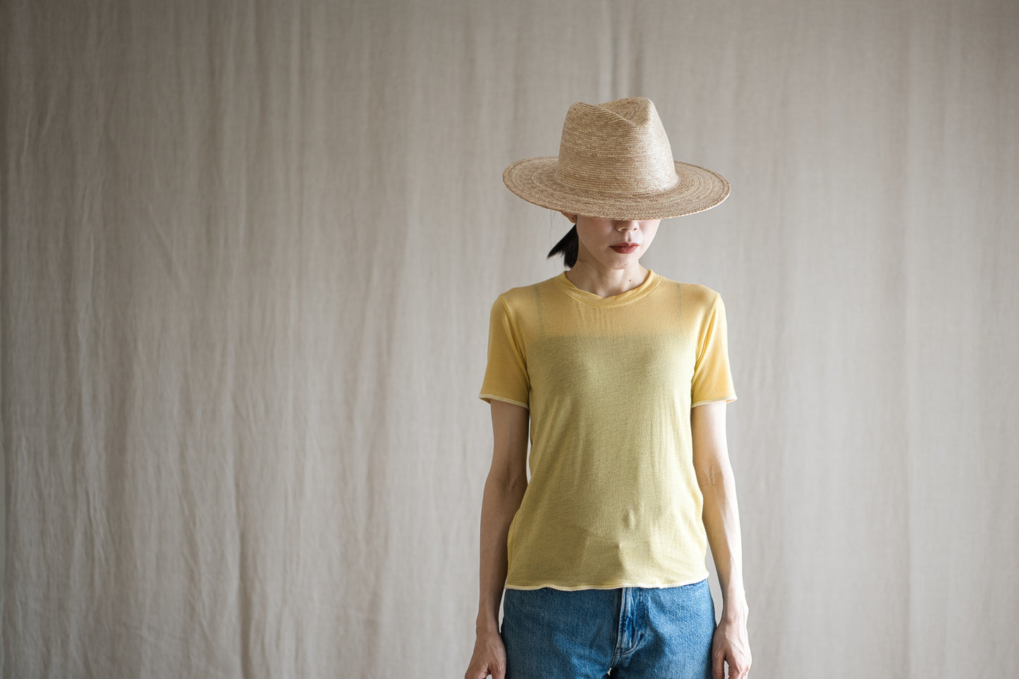 カシミアシルク テンセルTシャツ / Cashmere Silk Tencel T-shirt / Gold Yellow