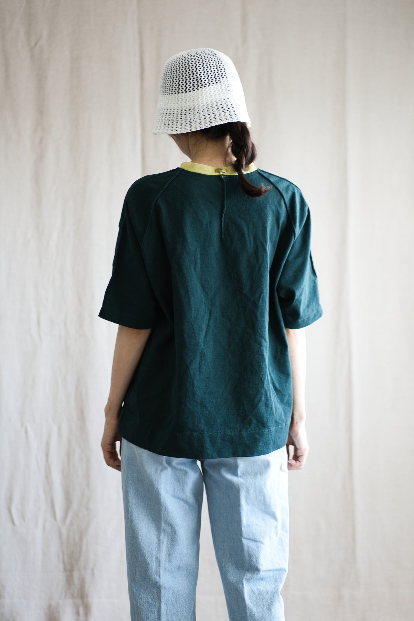 ハードリンガーカットソー/Tight tension ringer cut and sewn/Forestgreen/yellow