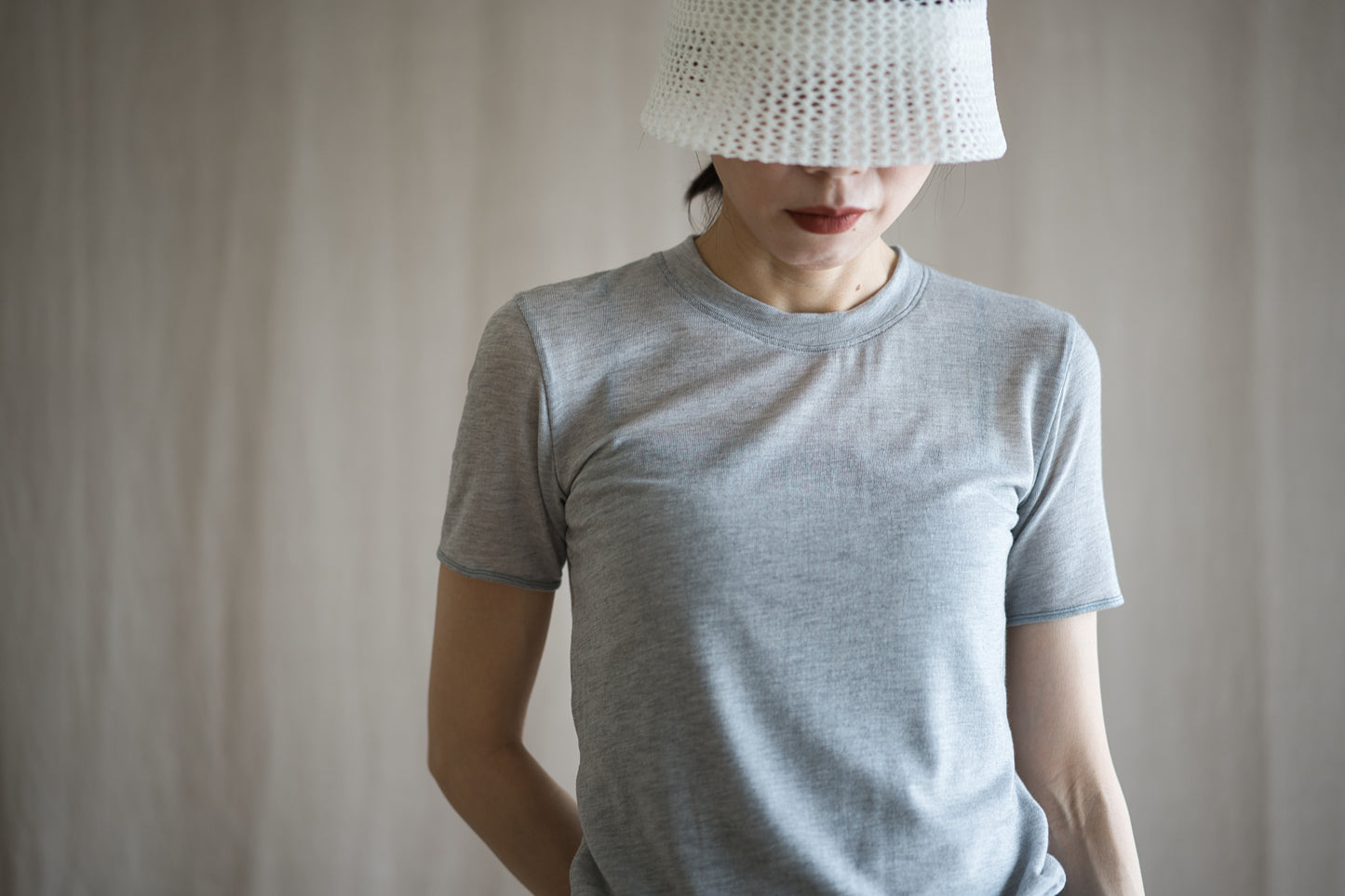 カシミアシルク テンセルTシャツ / Cashmere Silk Tencel T-shirt / Light Gray