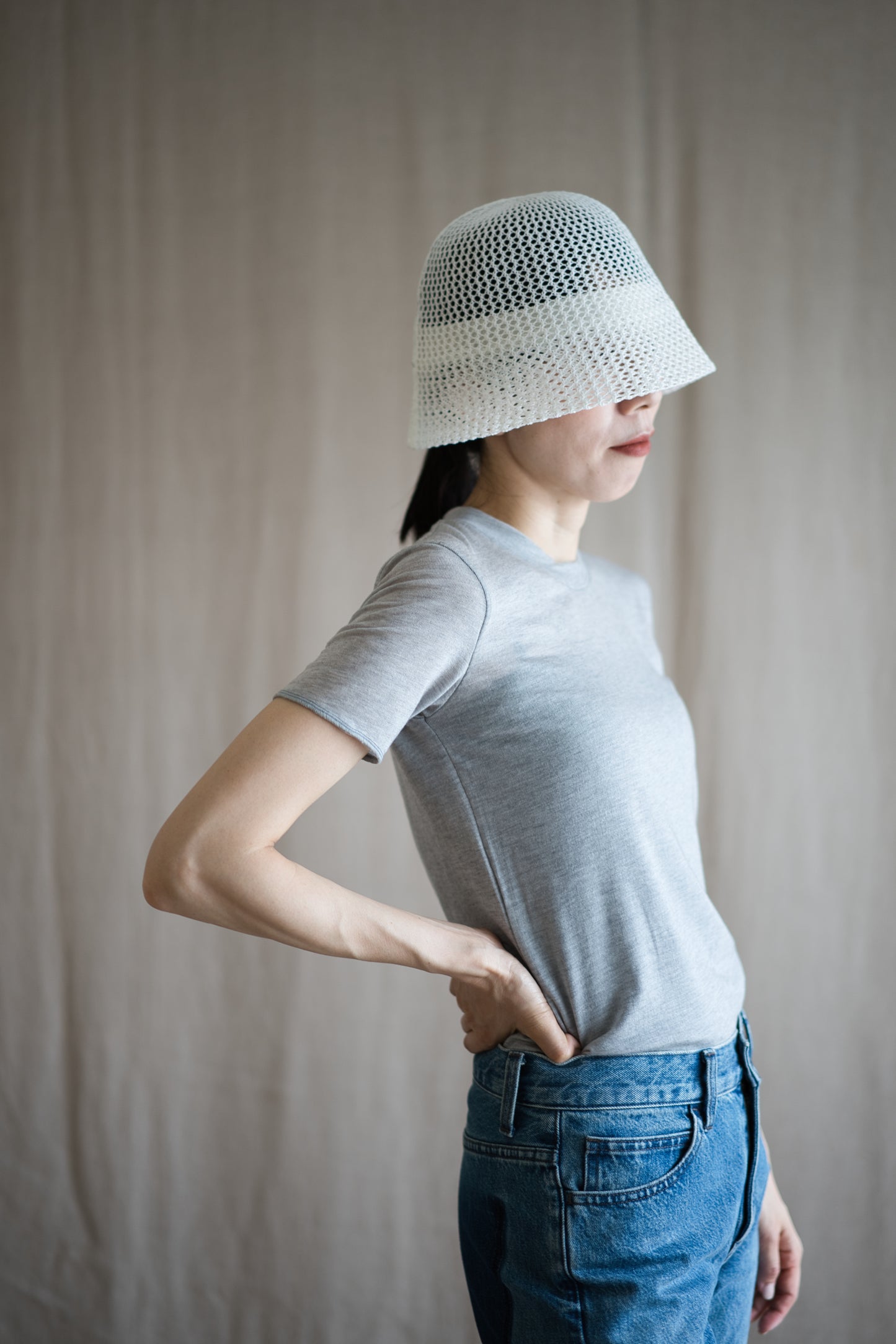 カシミアシルク テンセルTシャツ / Cashmere Silk Tencel T-shirt / Light Gray